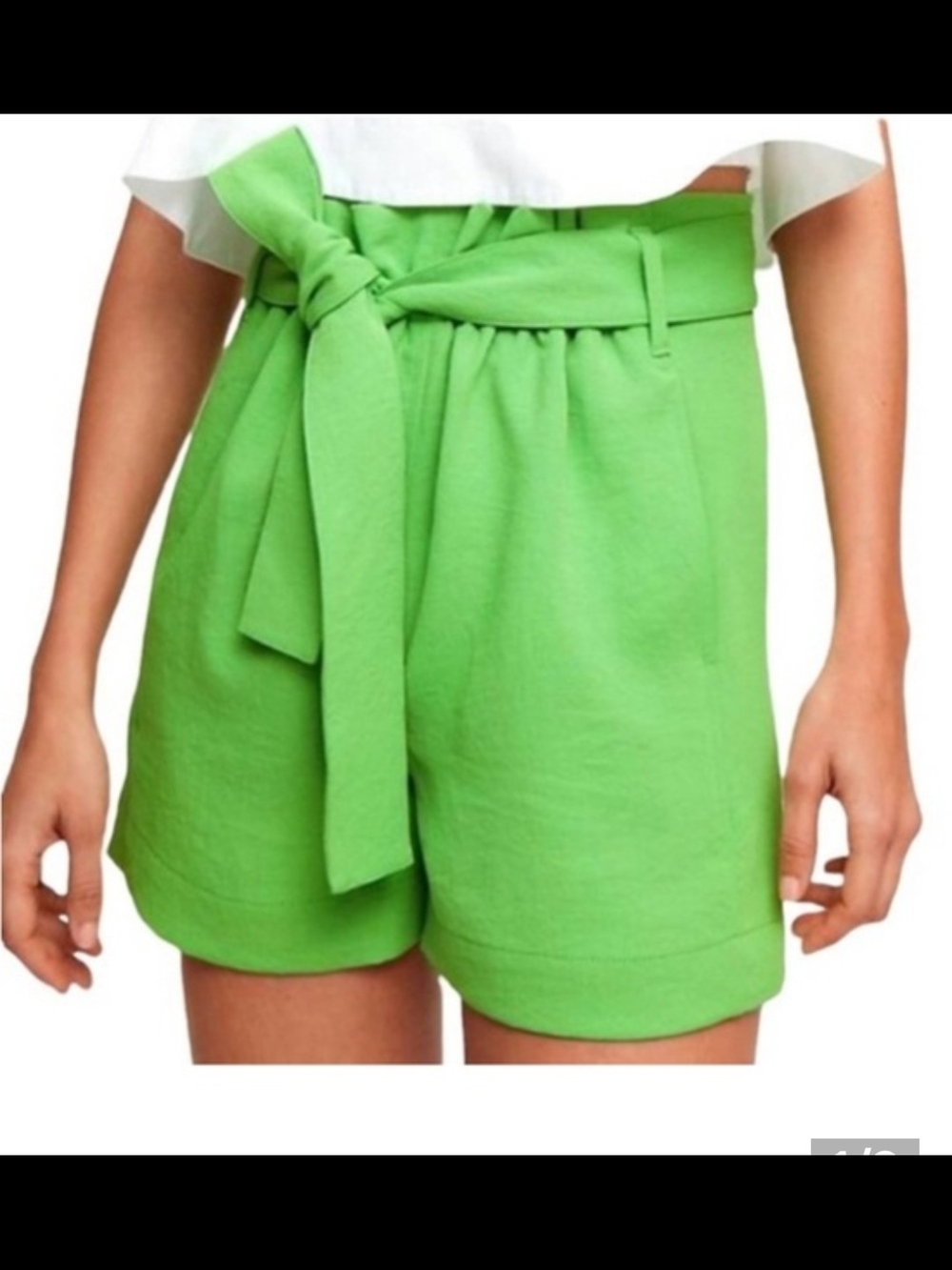 Wilfred By Aritzia Bright Green High-Waist Tie Belt Shorts
